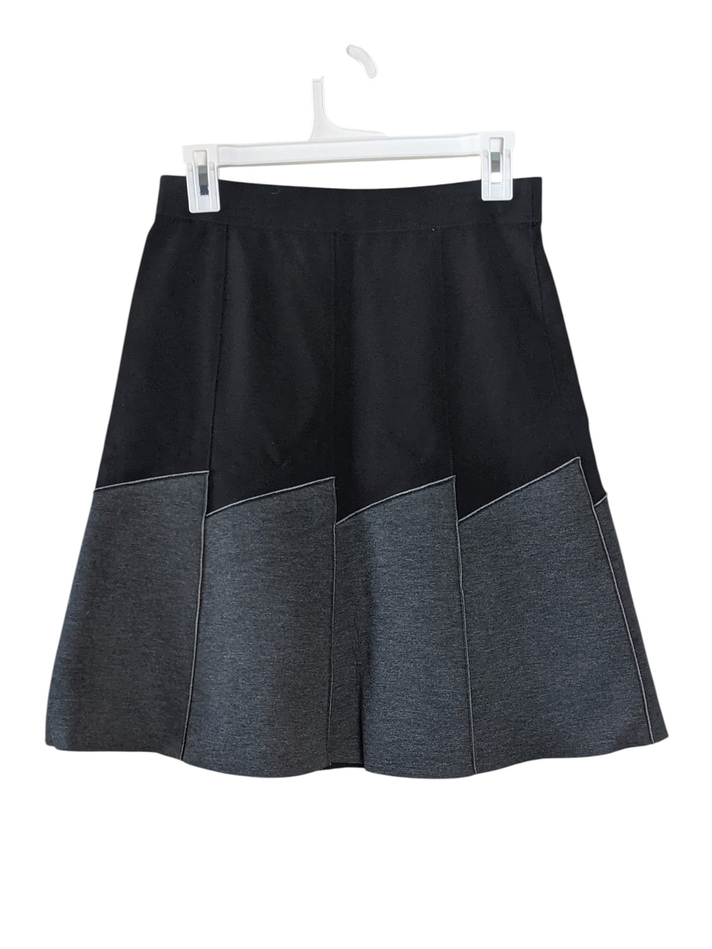 Elie Tahari Women's Black and Charcoal Panel A-Line Skirt Size 4